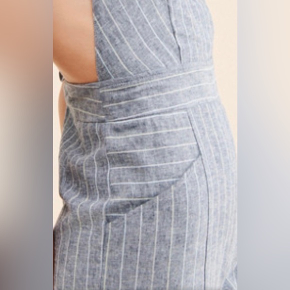 FREE PEOPLE CURRENT AIR  STRIPED OPEN BACK JUMPSUIT BLUE SIZE L NWT - Picture 7 of 12